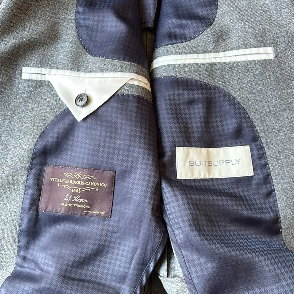 2022 SuitSupply Suit Supply La Spalla 21 Micron Tropical Wool Blazer Slim 46 R